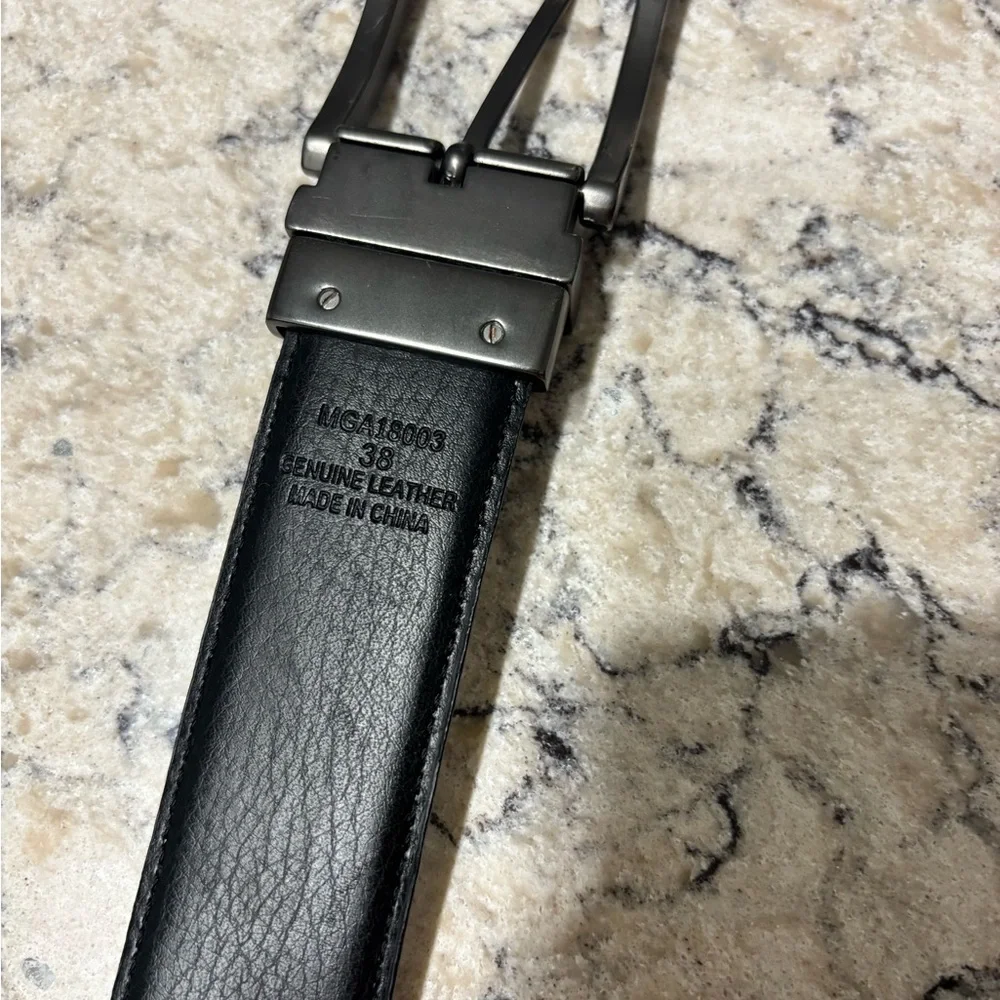 Walter Hagen Men's White Genuine Leather Dress Belt with Gunmetal Buckle Size 38